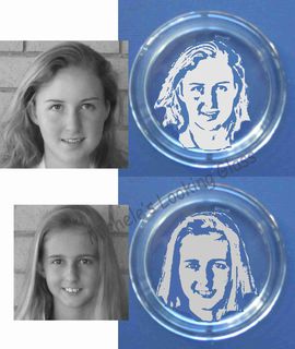 photos etched onto coasters