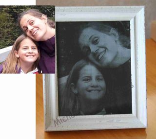 Framed, etched photo