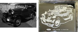 Photo model T car on mirror