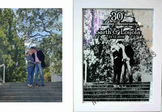 Photo on mirror for anniversary